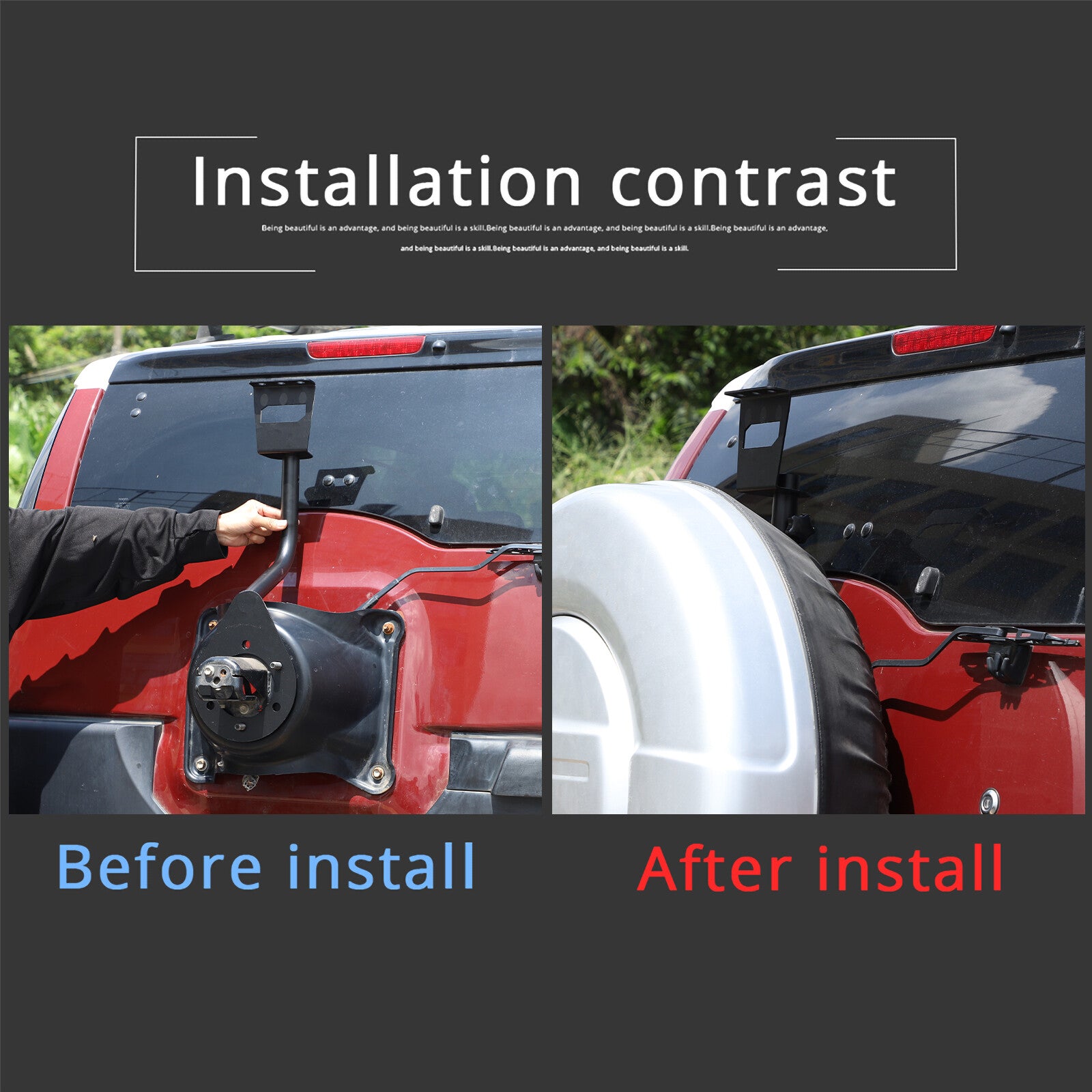 Steel tailgate antenna flag bracket/shovel mount for FJ Cruiser 07-21 - n