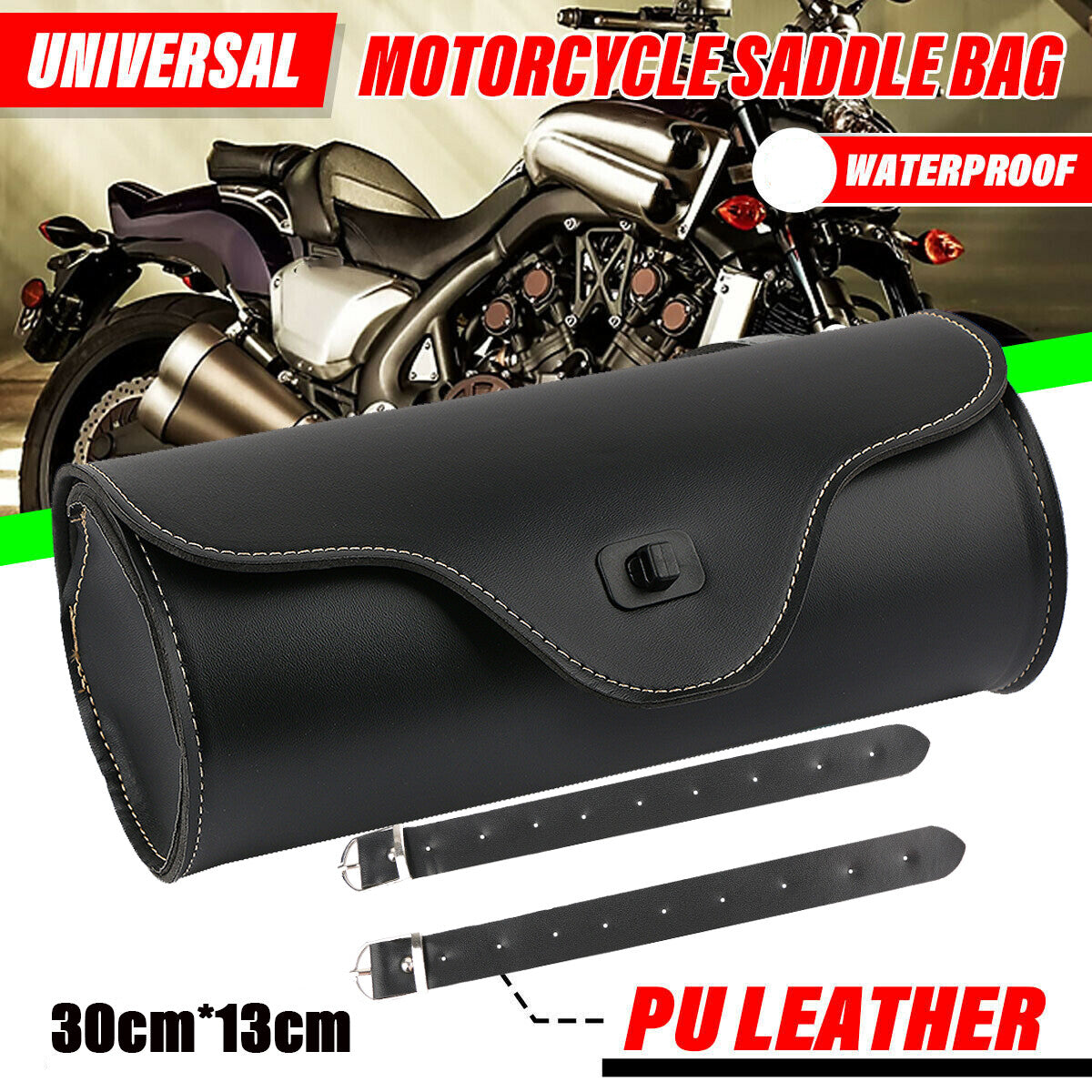 Motorcycle fork tool bag storage luggage case saddle bag leather handlebars