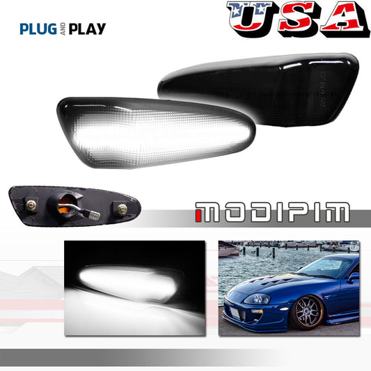 2-piece smoked lens white LED front marker light suitable for 97-98 SUPRA MK4- v
