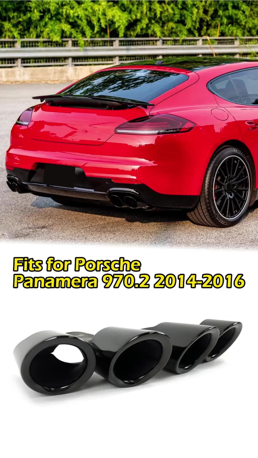 GTS Style Exhaust Tips Pipes Black for 2014-2016 for Porsche for Panamera 970.2 Q