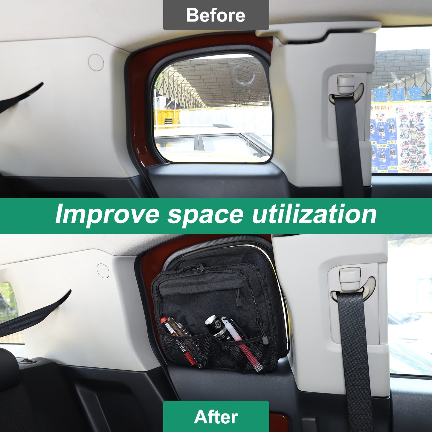Rear tailgate window multi-functional storage bag for FJ Cruiser 2007-21- n