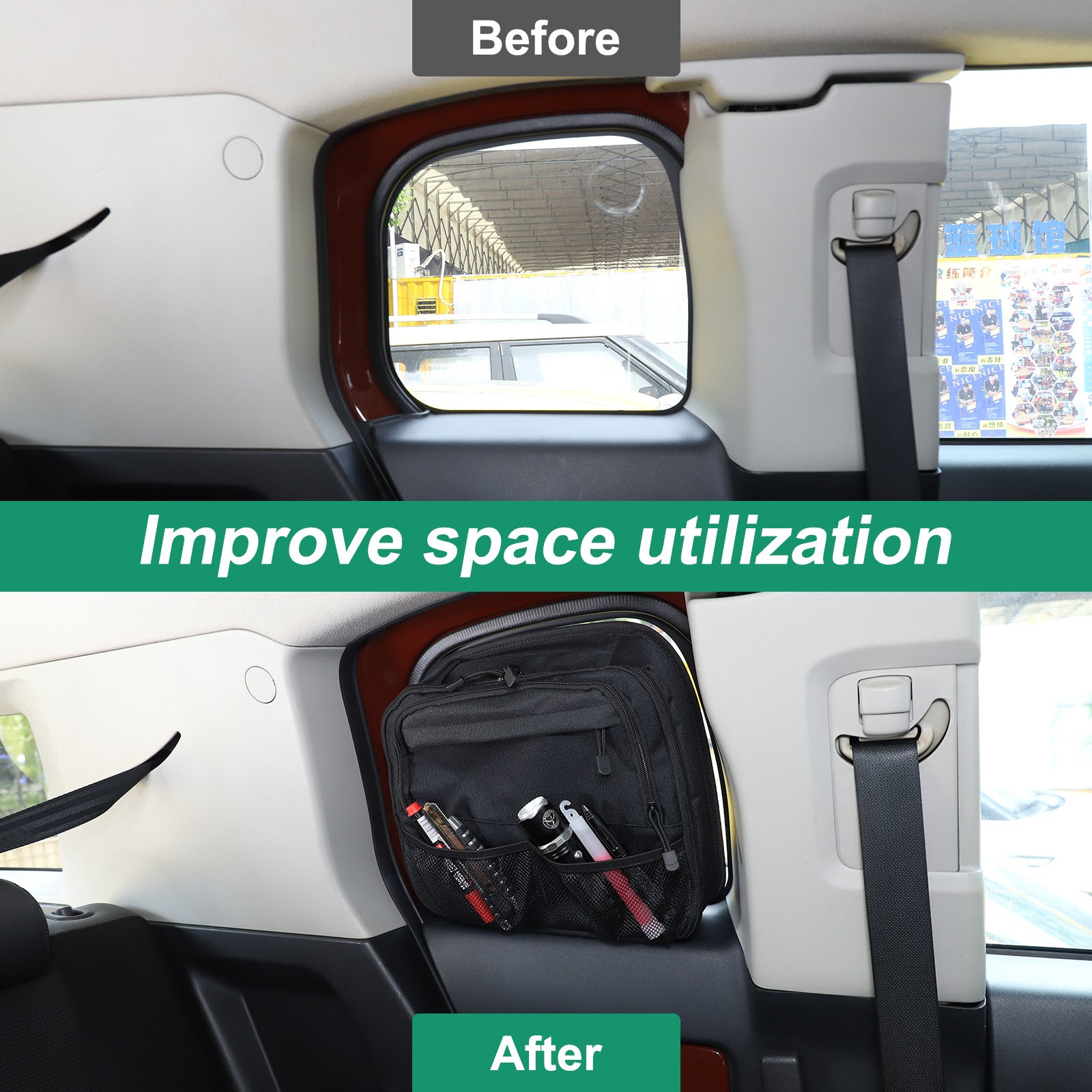 Rear tailgate window multi-functional storage bag for FJ Cruiser 2007-21- n