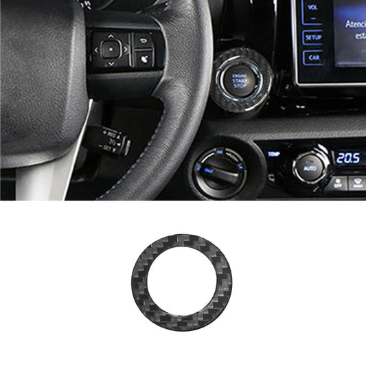 Carbon Fiber Ignition Button Circle Cover Trim for Toyota Hilux 2015-2021