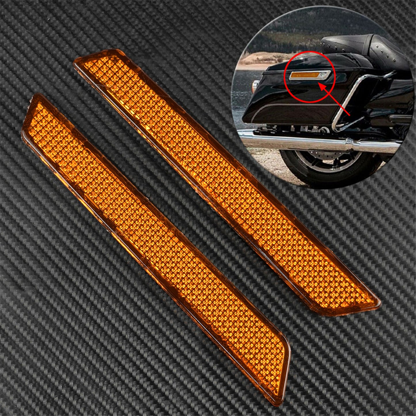Amber Saddlebag Guard Latch Cover Reflectors Fit for Harley Touring CVO 2014-19 Q