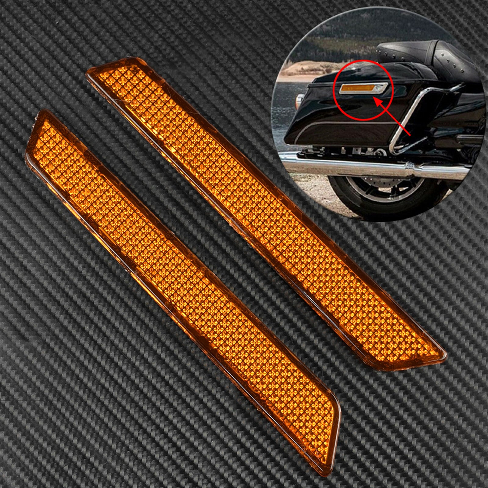 Amber Saddlebag Guard Latch Cover Reflectors Fit for Harley Touring CVO 2014-19 Q