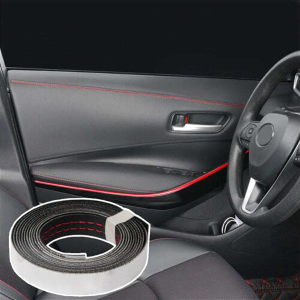 2M Universal PU Leather Car Dashboard Decor Line Strip Sticker Moulding Trim