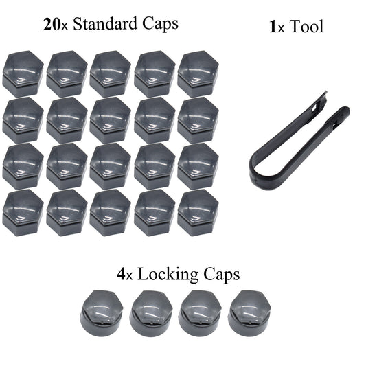 24 x For Insignia Car Grey Wheel Nut Cap Wheel Nut Caps with Puller 22mm DE Q