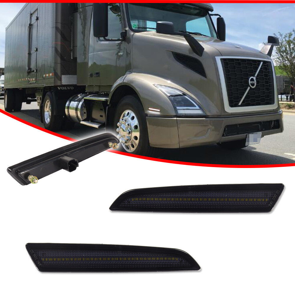 Suitable for 18 for Volvo VNL VNR VNX Smoke White Full LED Front Bumper Side Marker Lights - v