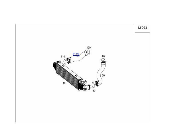The right-side Tercooler intake hose is suitable for Mercedes X204, GLK200, and GLK250. (08-13) n