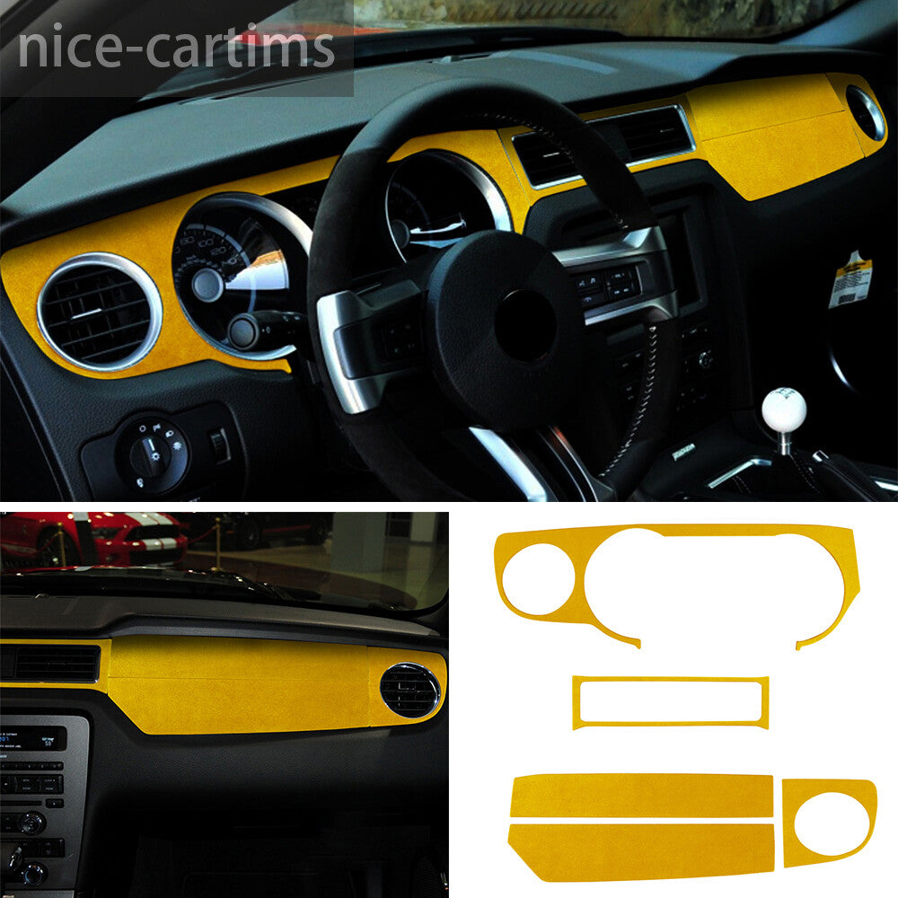 5¡ÁSuede Yellow Central Control Dashboard Panel Trim Fit for Ford for Mustang 2009-13