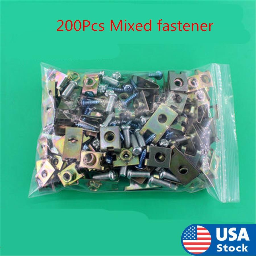 200Pcs Mixed Car Body Door Panel Fastener Fixed Screw Gasket Fender Metal Clips