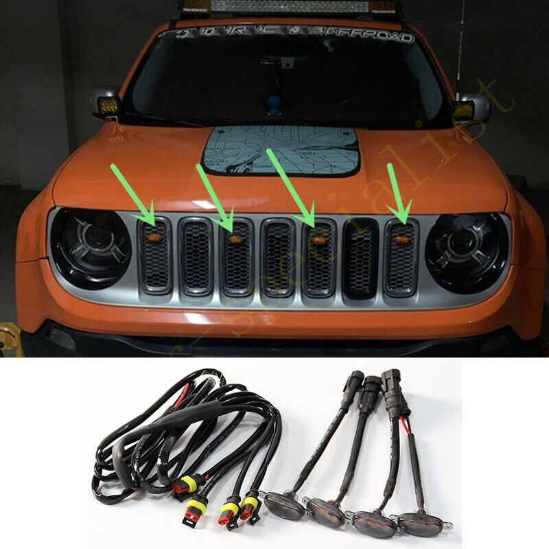 for Jeep Renegade 2015-2024 Front Grille smoke LED Light Style DRL Lamp