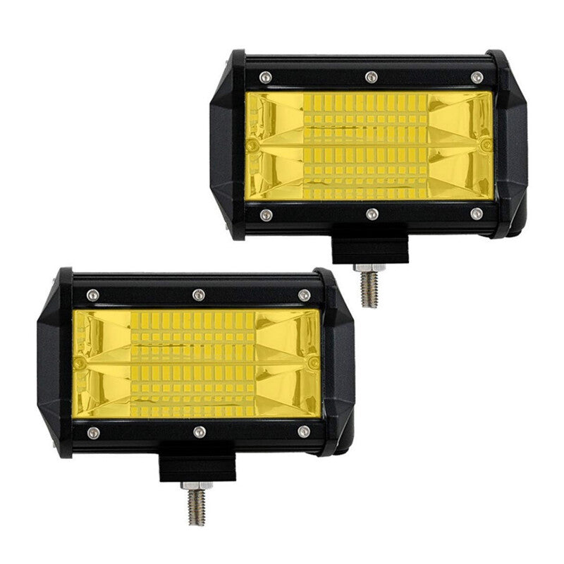 2 x 72W Dual-Row Yellow LED Headlights for Off-Road Maintenance - n