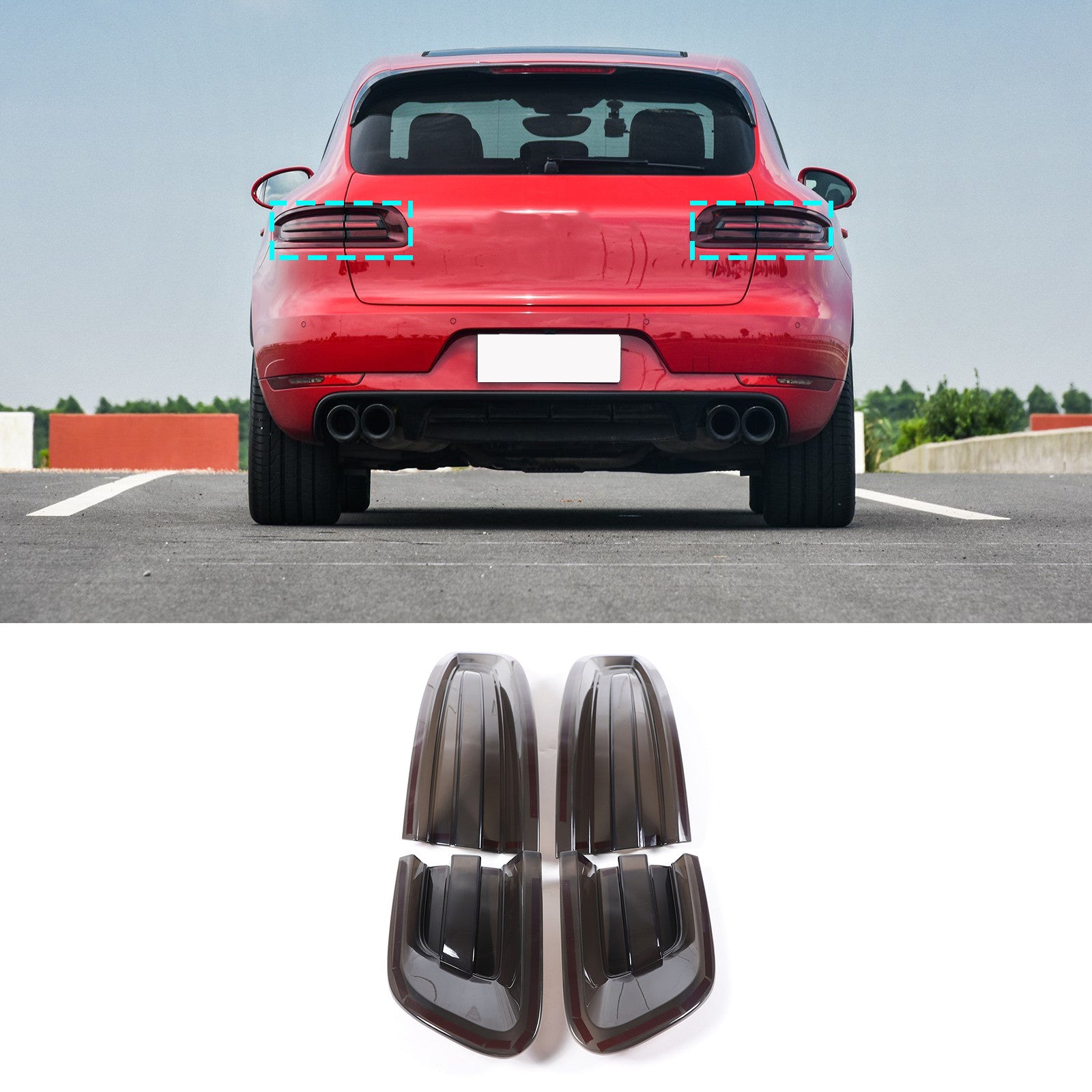 Smoked taillight cover trim exterior suitable for Porsche Macan 2015 - 2018 4 pieces