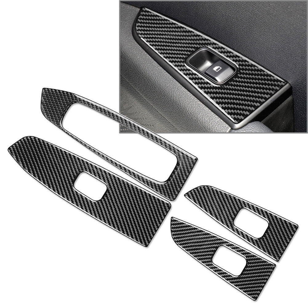 Black Carbon Fiber Window Lift Switch Panel Cover for Kia Forte Cerato K3 19-23