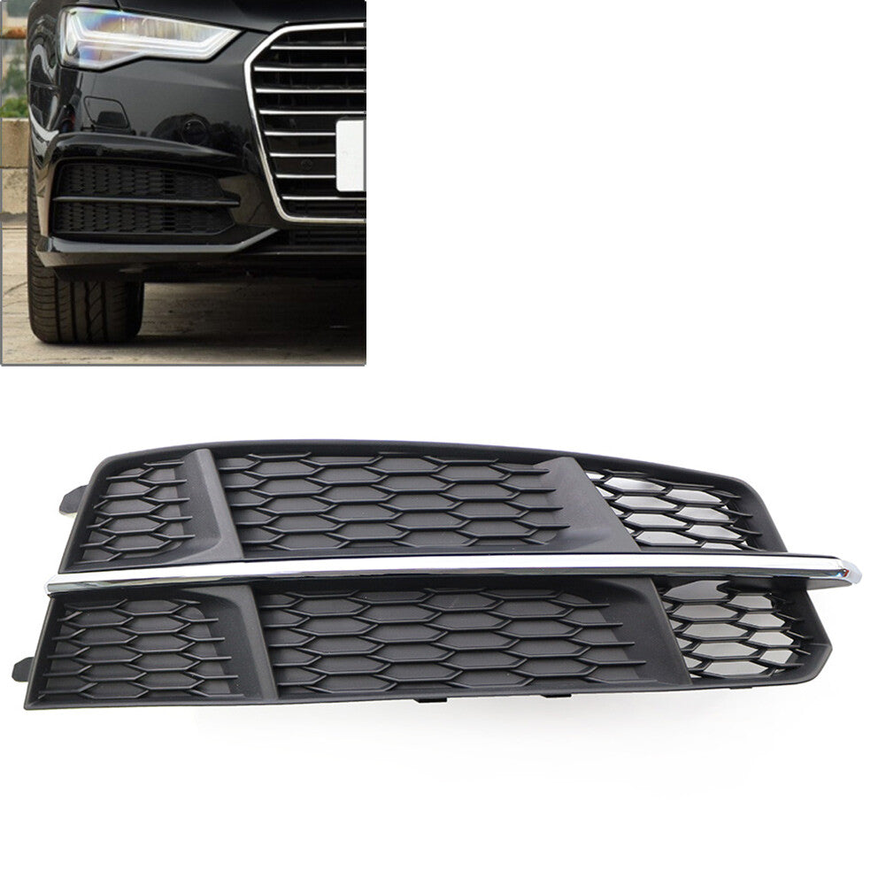 for Audi for A6 C7 2014-2018 Black Chrome Front Bumper Lower Side Grille