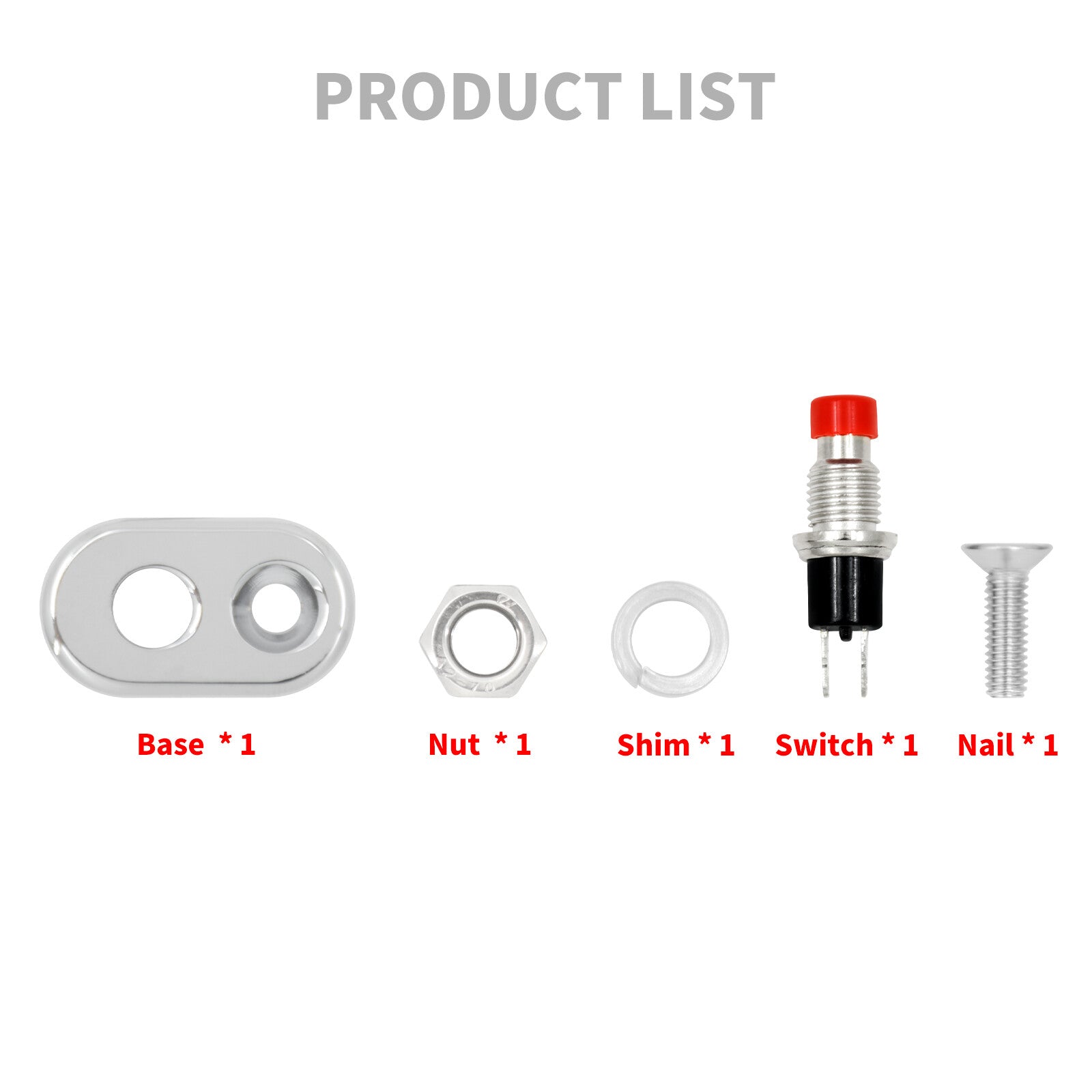 Chrome Control Momentary 1 Button Switch for Universal 1-inch Handlebar Motorcycles Q