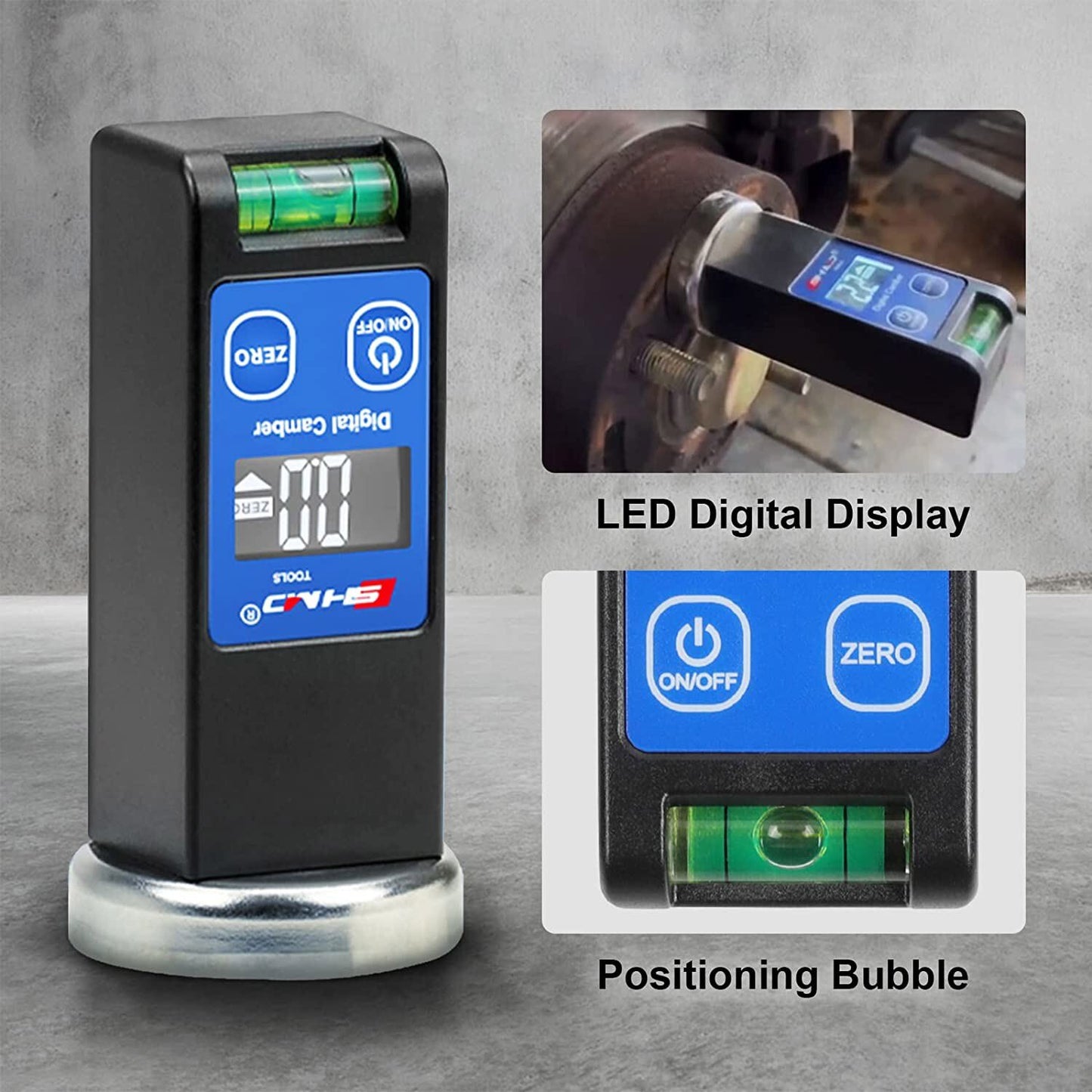 1-piece digital caster cam instrument panel for cars and trucks, LCD pillar, magnetic wheel alignment tool