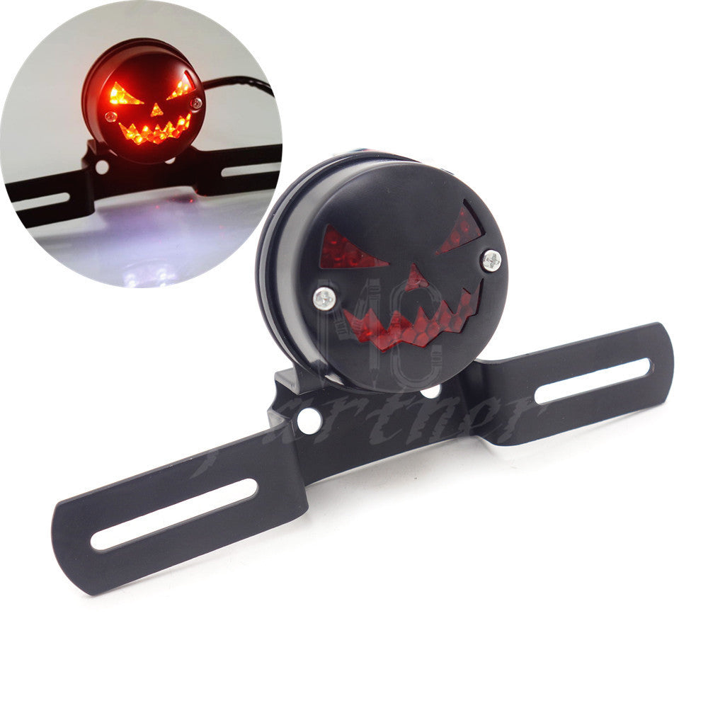 Motorcycle LED Vintage Pumpkin Tail Brake Light For Cafe Bobber Cruiser Chopper Q