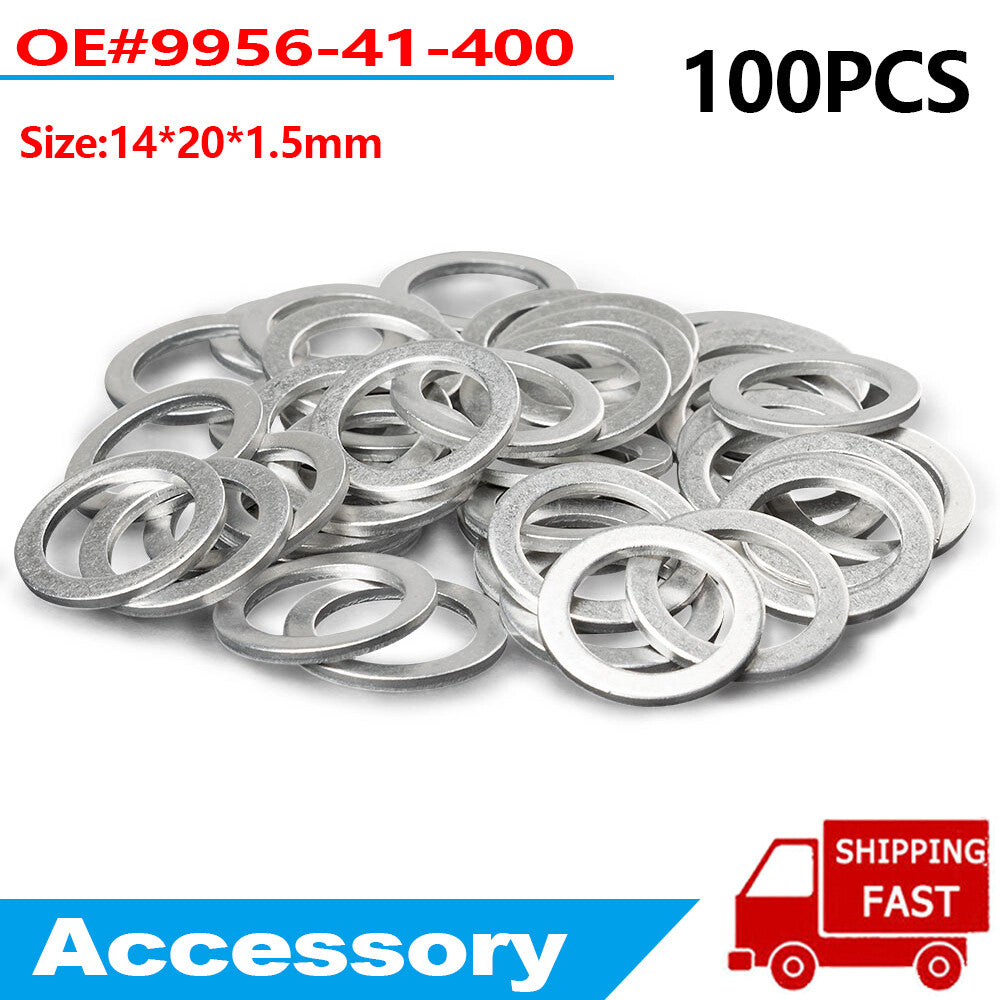 100-piece pack of 14mm drain plug crushing washers 9956-41-400 suitable for Mazda , for Kia , and for Hyundai .