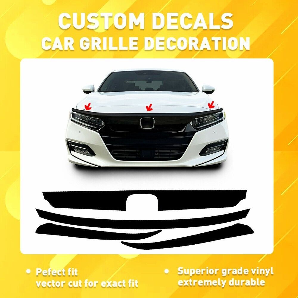 Chrome Delete Blackout Overlay for 18-20 for Honda Accord Front Grille Trim - n