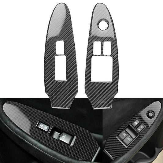 Carbon Fiber Window Lift Switch Panel Frame Trim Fit for Nissan 370Z Z34 2009-22 LHD