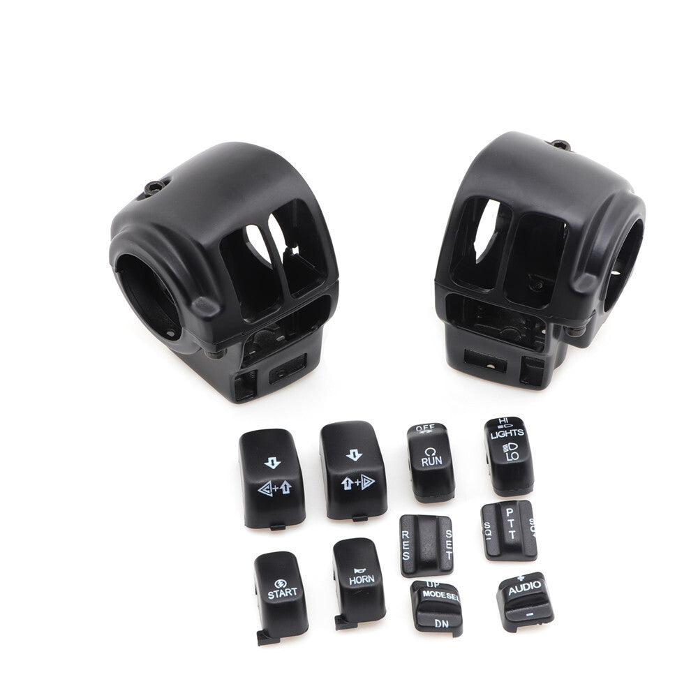 Black Switch Housing Cover+10pcs Button Cap for Harley Electra Road Glide 96-13 Q