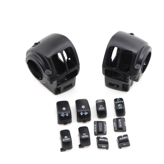 Black Switch Housing Cover+10pcs Button Cap for Harley Electra Road Glide 96-13 Q