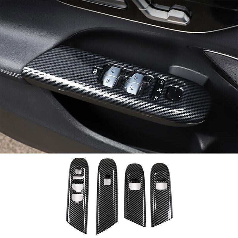 for Benz EQE EQS 2022-2023 ABS Carbon Fiber Window Lift Panel Switch Cover Trim n