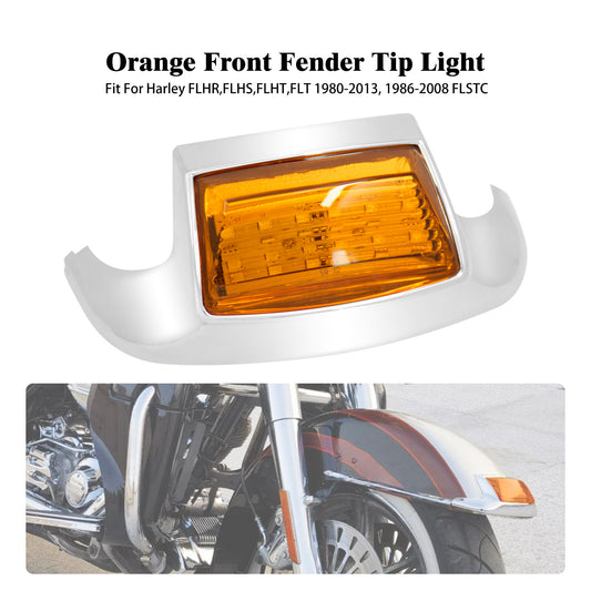 Front Fender w/ Amber Lens Tip LED Light for Harley Electra Road Glide Softail Q