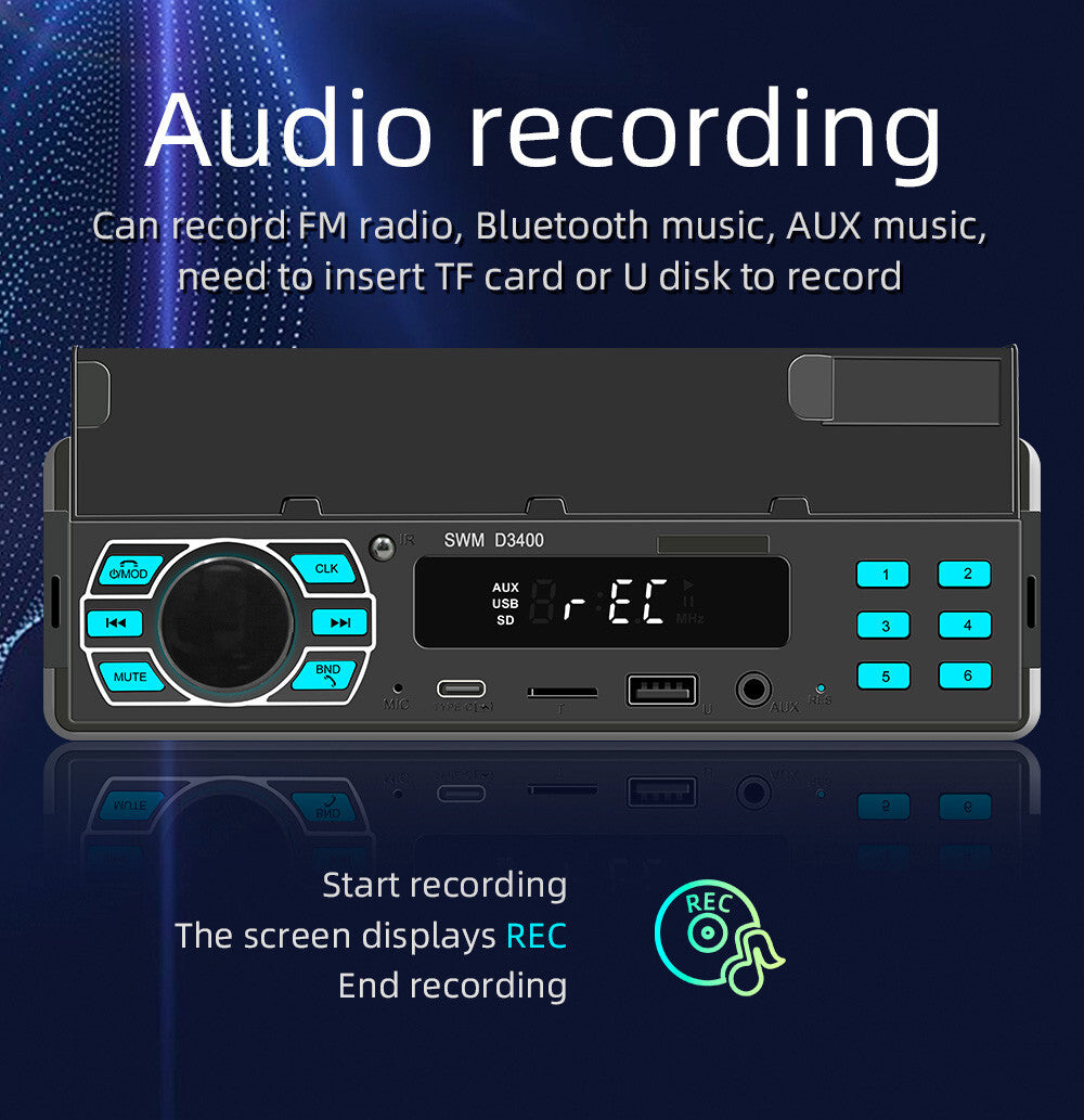 1 DIN Car Stereo Digital MP3 Player with Built-in Bluetooth and Phone Holder n