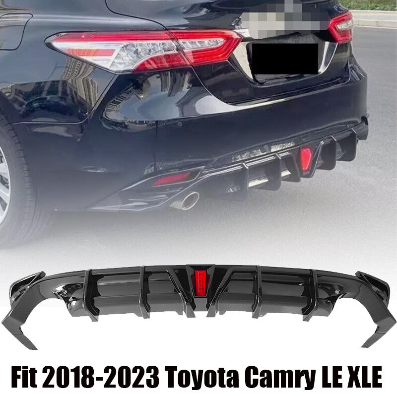 Black rear bumper lip, lower diffuser, LED accents. Suitable for 2018-23 for Toyota for Camry LE XLE. Q