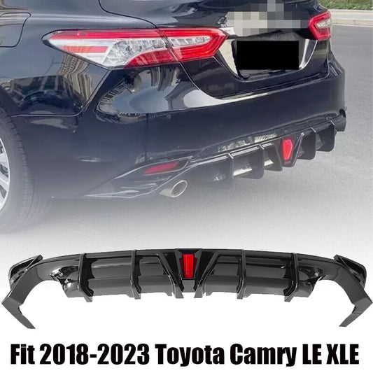Black rear bumper lip, lower diffuser, LED accents. Suitable for 2018-23 for Toyota for Camry LE XLE. Q
