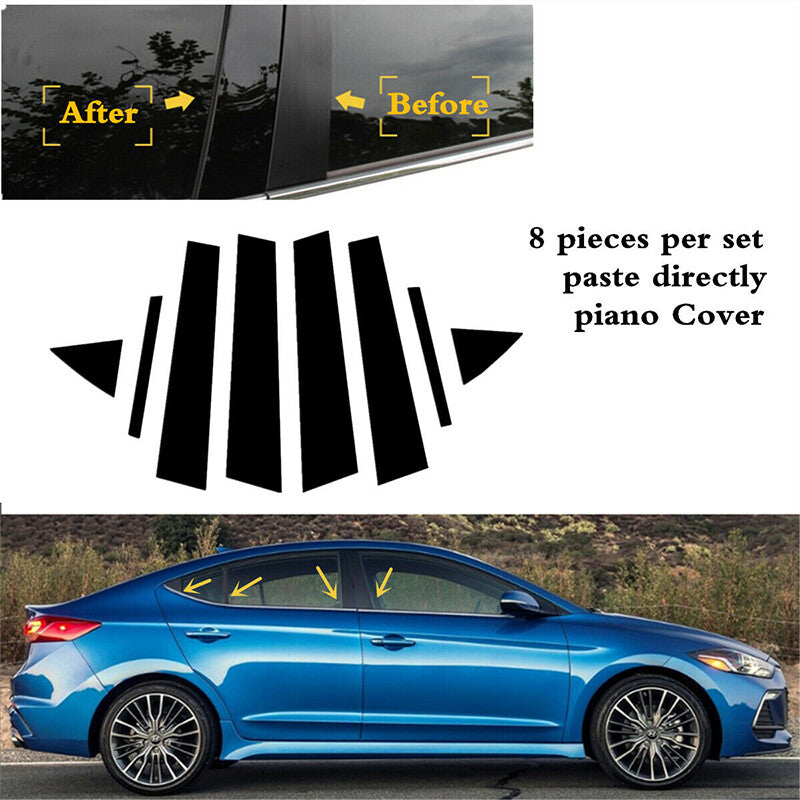 US STOCK Fit 2017-2020 for Hyundai for Elantra Gloss Black Door Trim Window Pillar Post