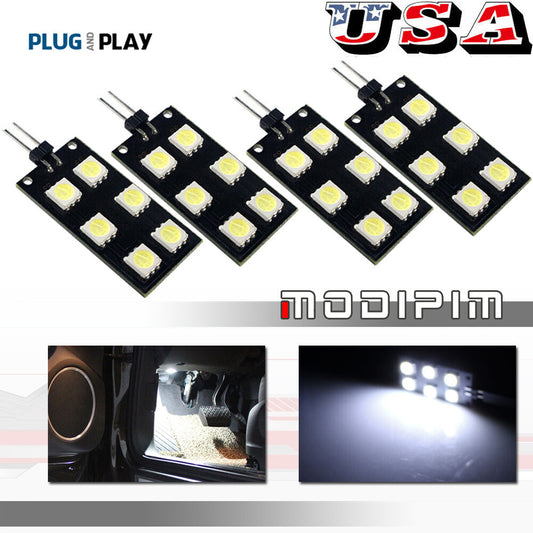 Two pairs of Xenon White 6-SMD-5050 LED Footwell Lights for for Audi A4 S4 B8 2008-2015- v