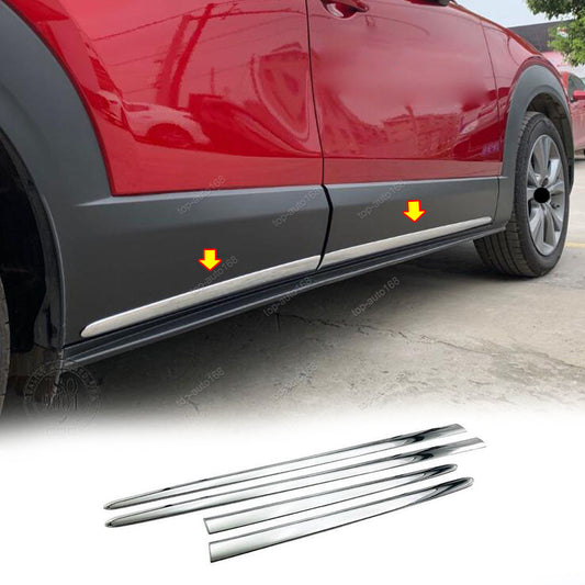 Chrome Body Door Side Molding Sill Strip Guard Covers for Mazda CX-30 2020-2024