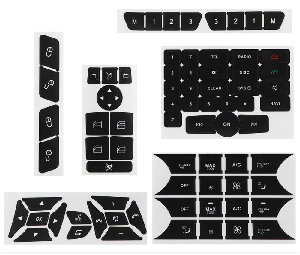 Steering Wheel Center Dash AC Window Button Repair Kit Sticker for Mercedes-Benz