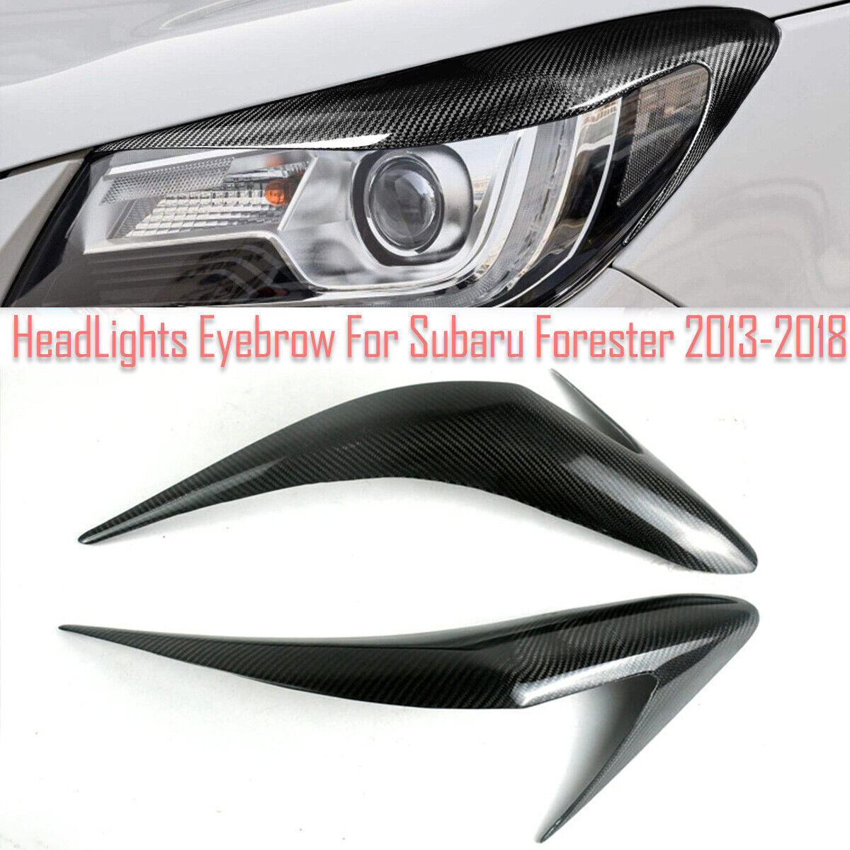 For 13-18 for Subaru Forester Carbon Fiber Eyelid Eyebrows Lids Headlight Trim Cover Q