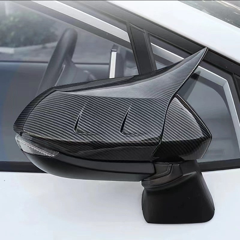 2X Carbon Fiber Look OX Horn Rearview Mirror Cover for Toyota for Corolla 2019-2023