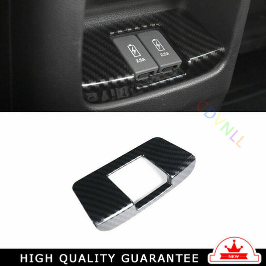 Rear USB Socket Switch Cover Trim 1PCS for Honda CRV CR-V 2017-2022 Carbon Fiber