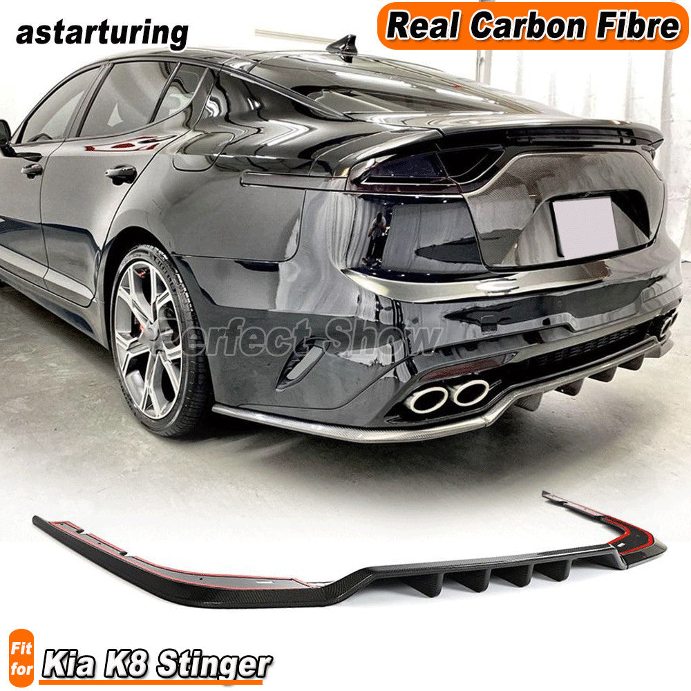for Kia Stinger REAL Carbon Fiber CF Rear Bumper Lip Diffuser Spoiler Splitter