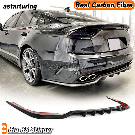 for Kia Stinger REAL Carbon Fiber CF Rear Bumper Lip Diffuser Spoiler Splitter