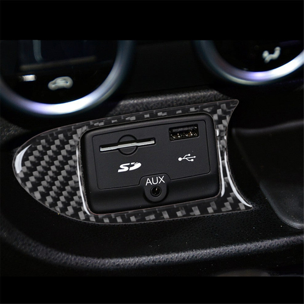 Carbon Fiber Interior USB/AUX Input Panel Cover Trim for Fiat 500L 2014-2017