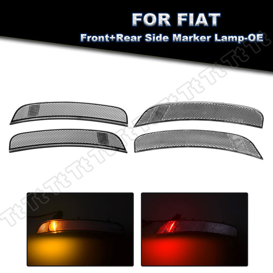 4 Pieces Front and Rear Bumper Side Marker Light Clear Lenses for 2012 - 2019 for Fiat 500 POP- v