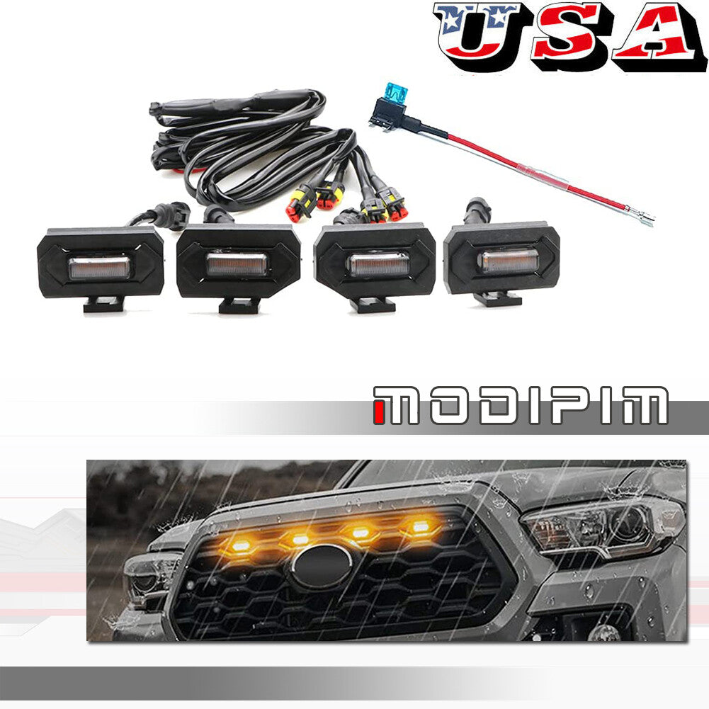Front bumper cover grille LED light strip harness suitable for Tacoma 2020-2022 smoked- v