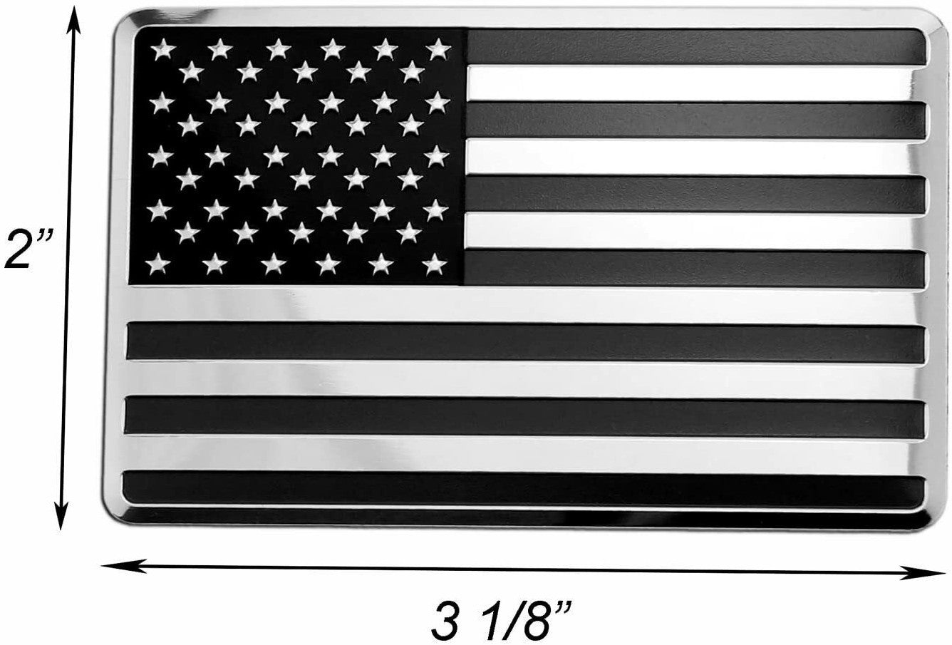 Chrome-plated black American flag emblem for Cadillac side fenders and rear trunk - 1 piece