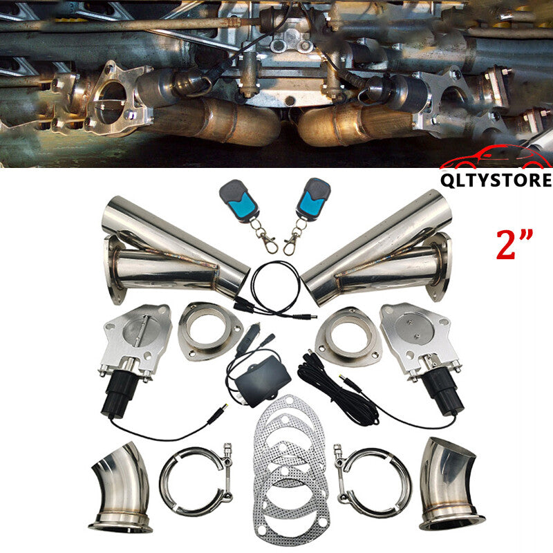 2 inch Electric Exhaust shut-off Valve Y Catback Pipe kit With Manual Control Q