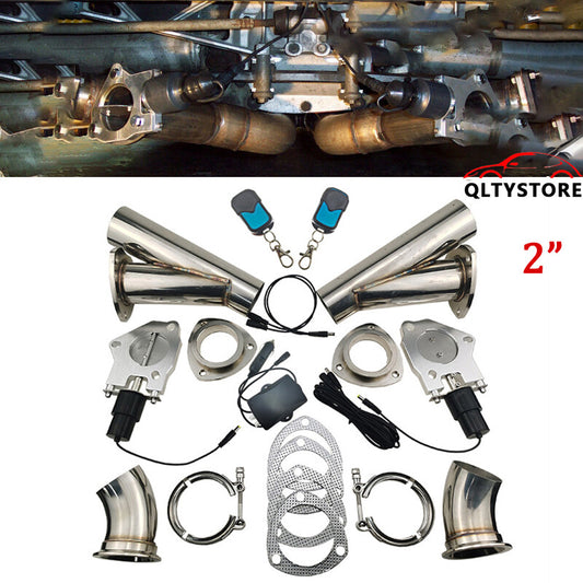 2 inch Electric Exhaust shut-off Valve Y Catback Pipe kit With Manual Control Q