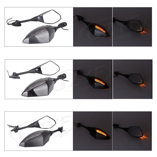 2X Rearview Mirror for Honda CBR600RR & CBR1000RR 04-08 LED Turn Signal Light Q