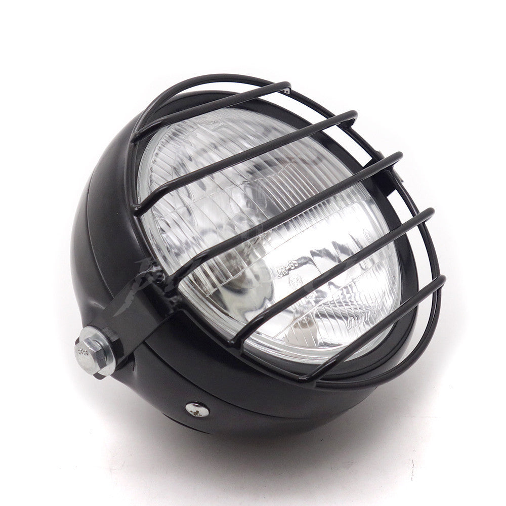 Retro Motorcycle Headlight Grill Side Mount Cover With Bracket For Cafe Racer Q